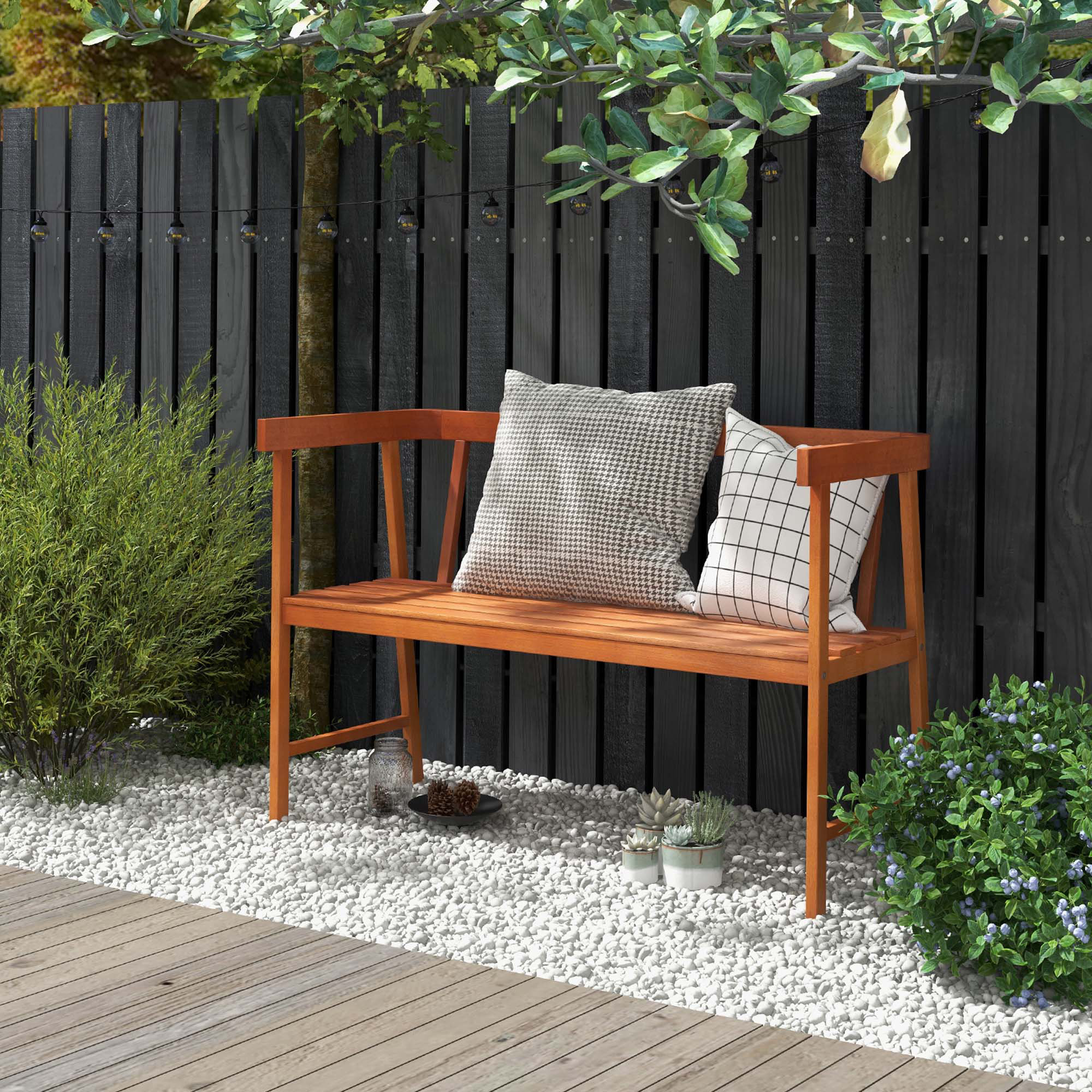 Alfon wood garden bench discount
